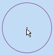Hovering over the center of a circle showing the point available for constraints