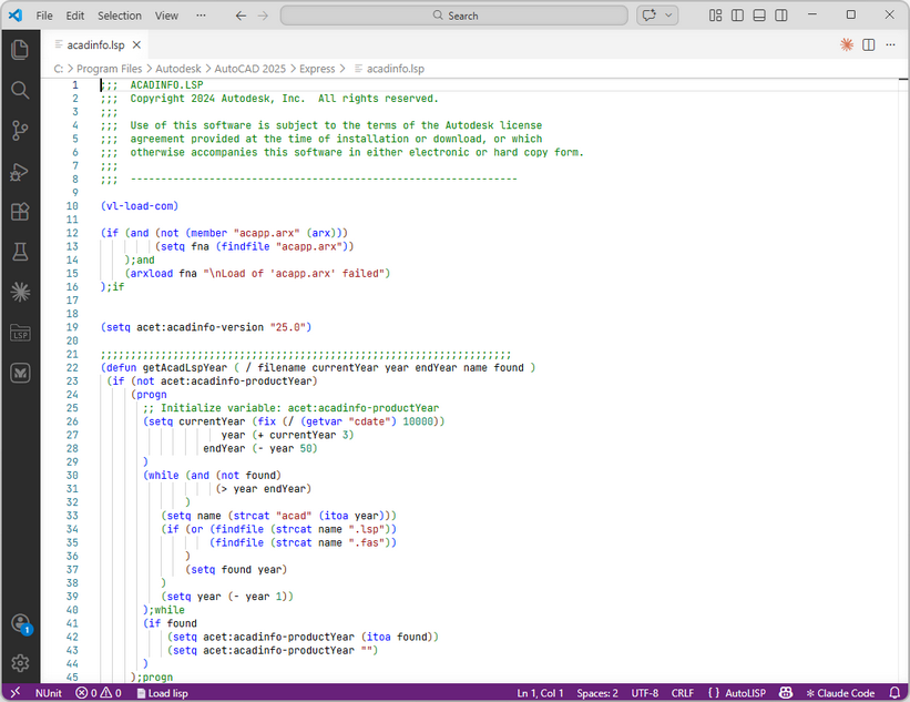 AutoLISP syntax highlighting in VS Code