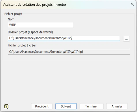 Choix du nom du projet