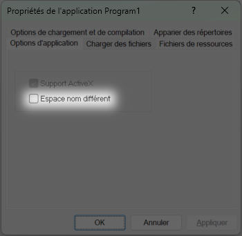 Activation de l'espace de nom différent