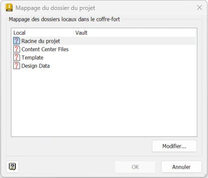 Choix du mappage des dossiers