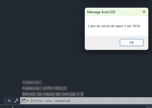 Commande aire-cercle en action
