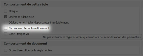 Option "Ne pas exécuter automatiquement" dans le navigateur iLogic